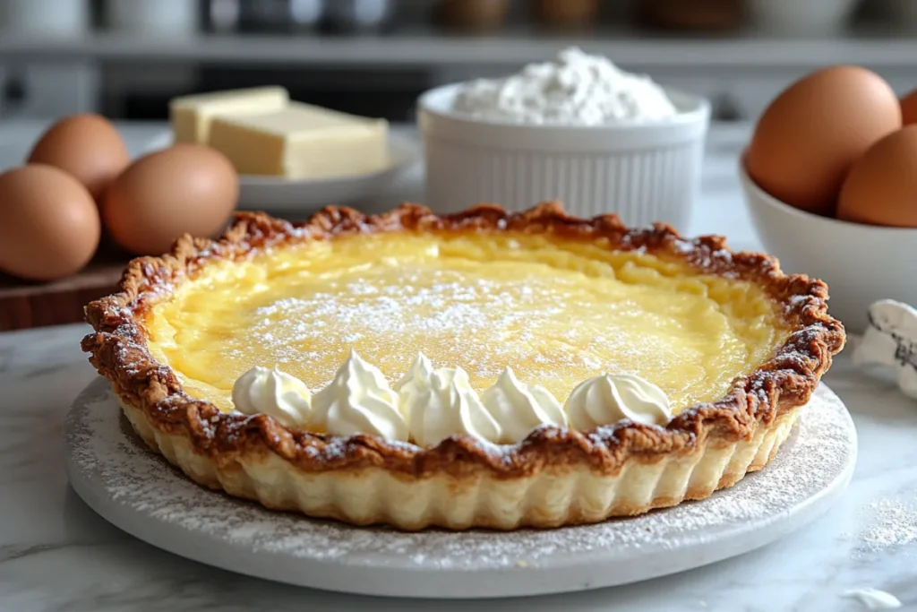 Buttermilk pie not setting, showing unevenly cooked edges with a slightly undercooked, runny center, highlighting common baking issues like incorrect temperature and overmixing.