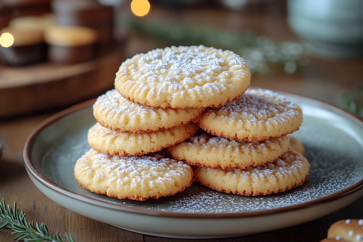 Freshly baked crack cookies made with cake mix, coated in powdered sugar and displayed on a wooden table.