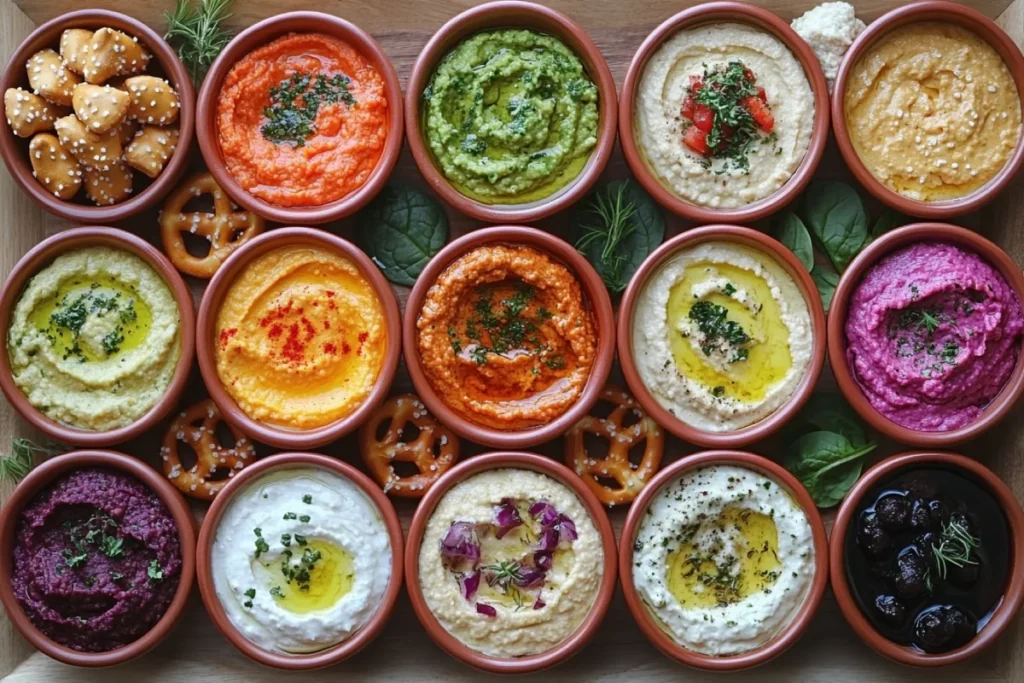 A variety of healthy dips for pretzels, including vegetable-based dips, protein-packed options, nut butter and seed dips, avocado-based dips, sweet and low-calorie choices, and vegan-friendly dips. These nutritious dips pair perfectly with both hard and soft pretzels, offering a range of flavors for those looking for healthy dipping options, answering the question 'What Is Good to Dip Pretzels Into?