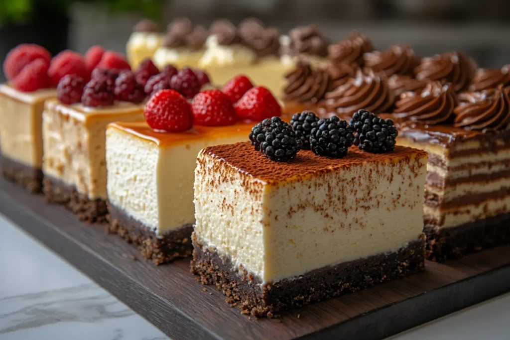 New York Style Cheesecake with cream cheese, eggs, and heavy cream, compared with regular cheesecake featuring ricotta and no-bake options, including a Cheesecake Factory Cinnabon cinnamon swirl cheesecake, highlighting the ingredients in cheesecake variations, focusing on the key differences in the ingredients of New York style cheesecake vs. regular cheesecake.