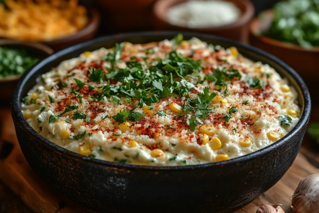 Tips for making the perfect corn dip, including mixing softened cream cheese with seasonings, grilling or roasting corn for smoky flavor, adding lime juice and fresh herbs like cilantro, and layering shredded cheese on top for a golden, bubbly crust.