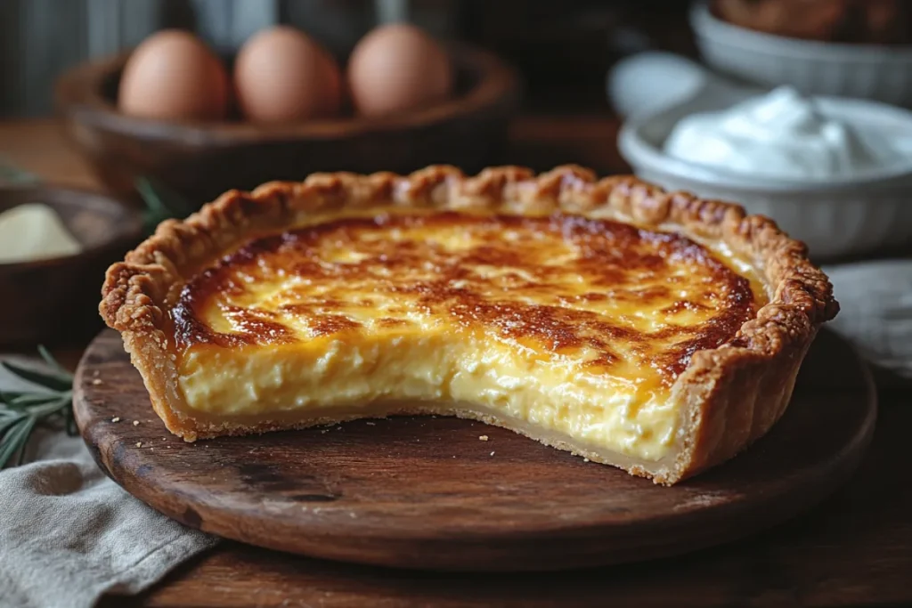 Buttermilk pie not setting, featuring a smooth, creamy custard with a slight jiggle in the center, set in a golden pie crust, showcasing the balance of ingredients.