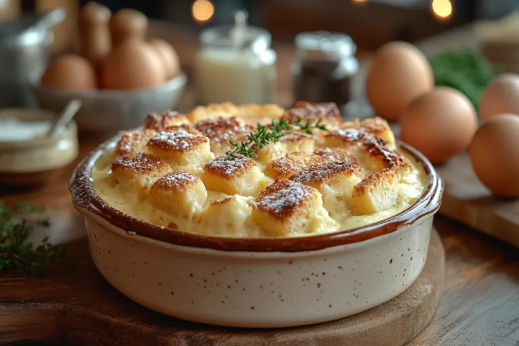 Image showing bread pudding with visible mushy texture, highlighting the common issue of why is my bread pudding mushy, caused by an imbalance in the bread-to-custard ratio.