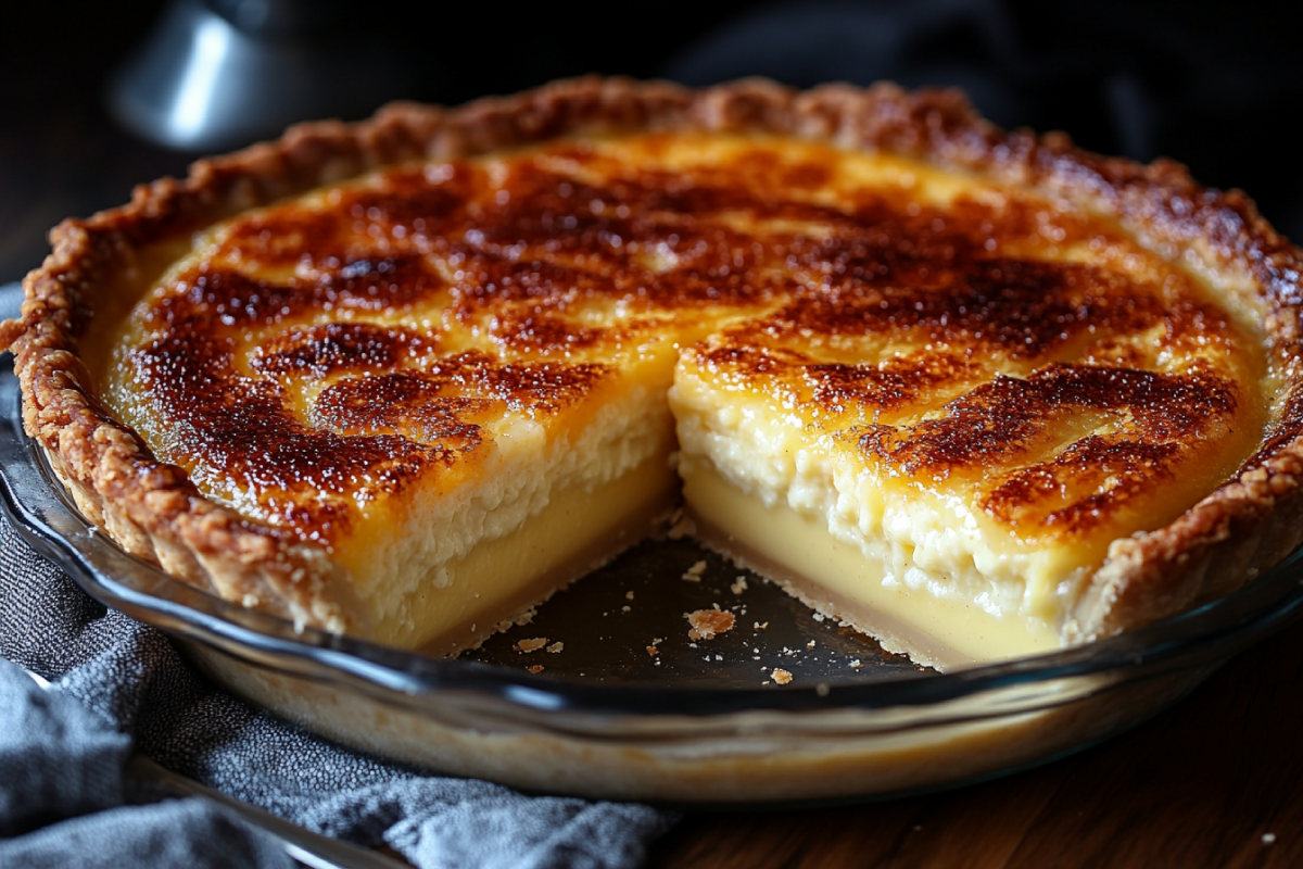 Freshly baked buttermilk pie with a golden crust and creamy filling, highlighting solutions to why is my buttermilk pie watery.