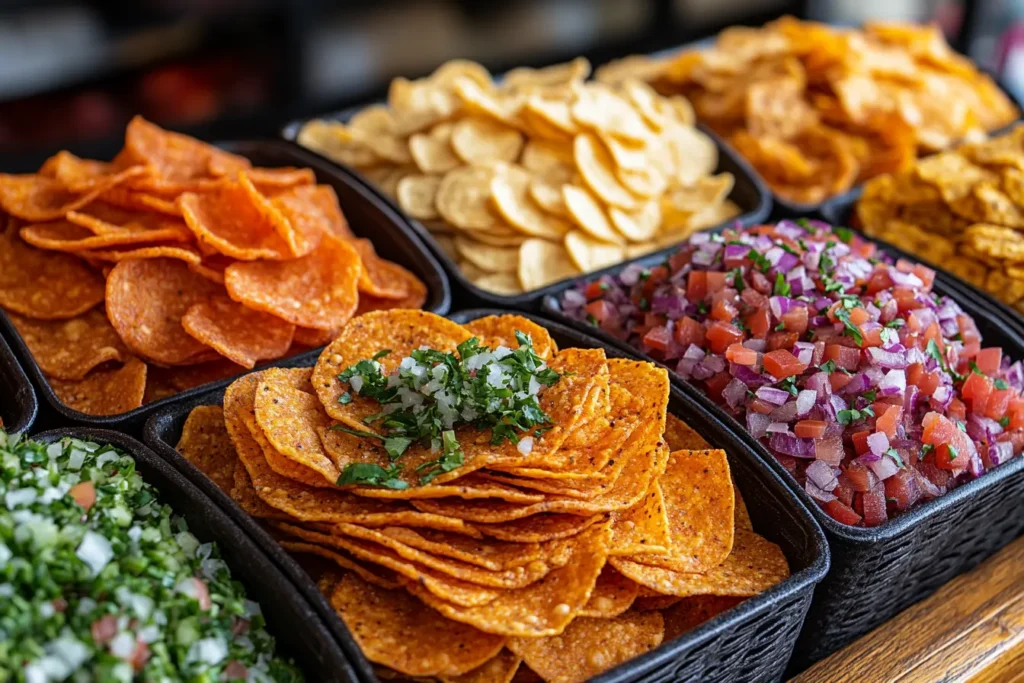 Variety of Arizona cheese crisps, including classic and modern variations with gourmet cheese blends, caramelized onions, and crumbled bacon, served in settings like food trucks, Tex-Mex restaurants, and artisan pizzerias, highlighting their spread beyond Arizona.